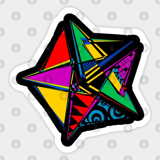 Data Art Maurer Rose | Abstract Funky Geometric Star Black Sticker by aRtVerse